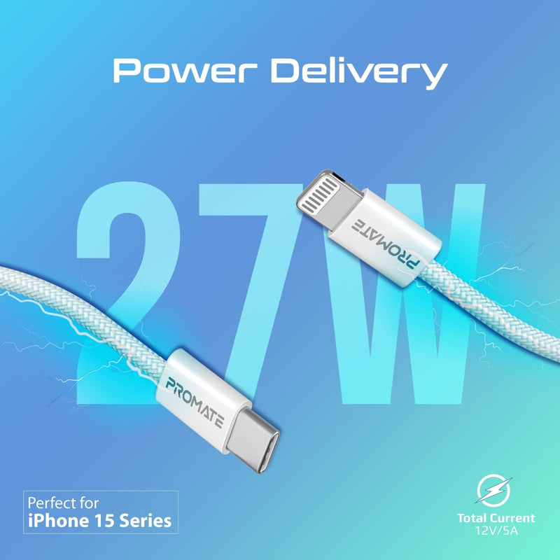 Promate EcoLine Ci120 27W Braided Lightning Cable
