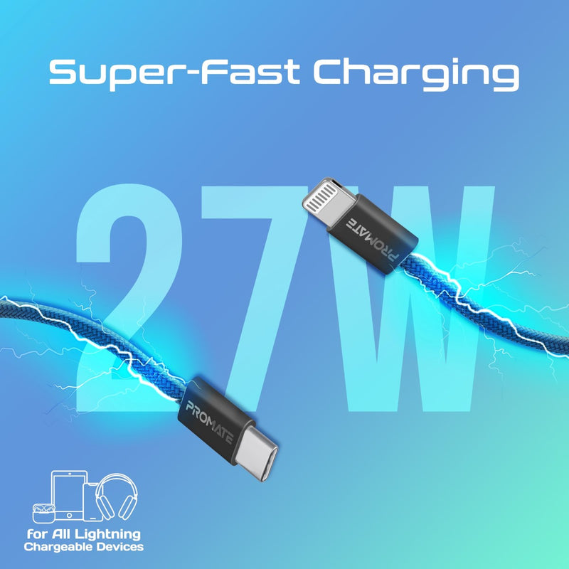 Promate EcoLine Ci120 27W Braided Lightning Cable