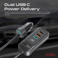 Promate GearHub-120W 120W 4-Port Car Charger with Backseat Charging Hub