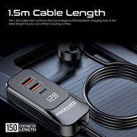 Promate GearHub-120W 120W 4-Port Car Charger with Backseat Charging Hub
