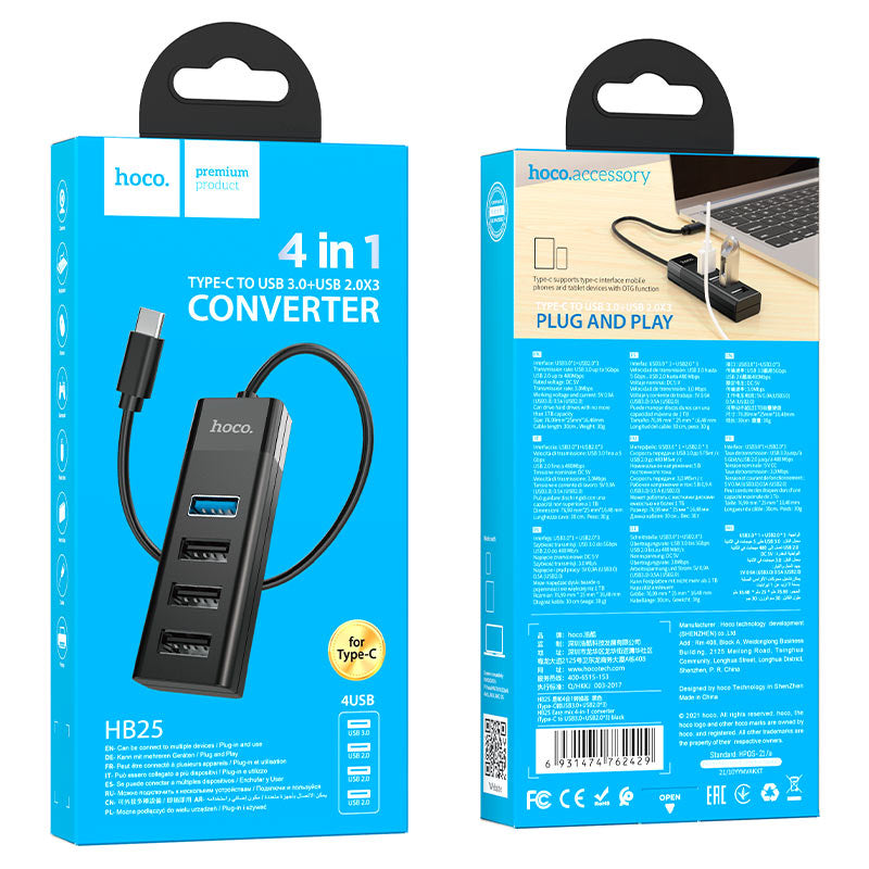 HOCO HB25 Easy Mix 4-in-1 USB-C Hub