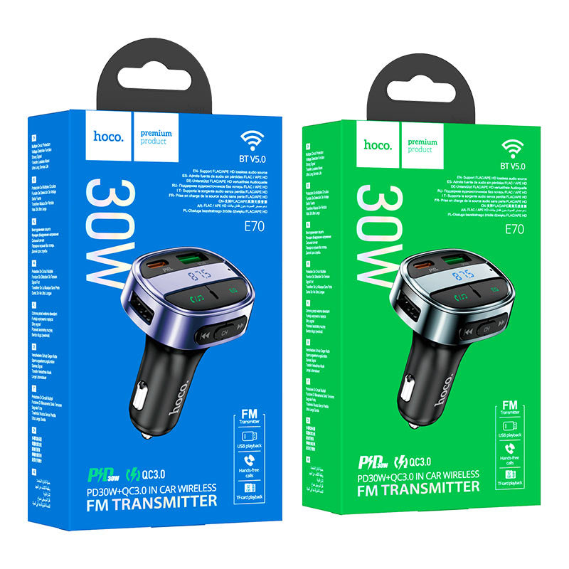 HOCO E70 Bluetooth FM Car Charger 30W