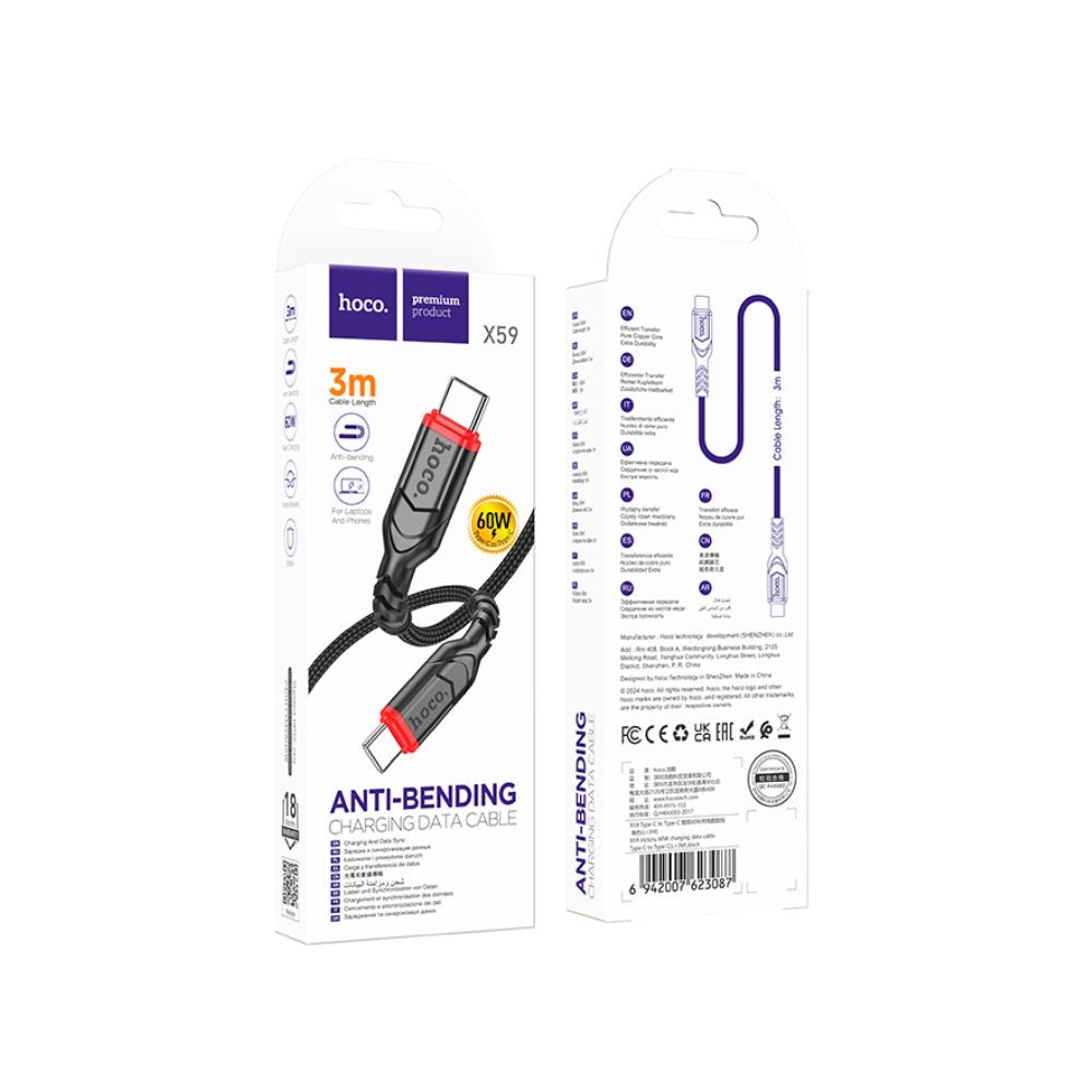 HOCO X59 Victory 60W USB-C to USB-C Charging Data Cable