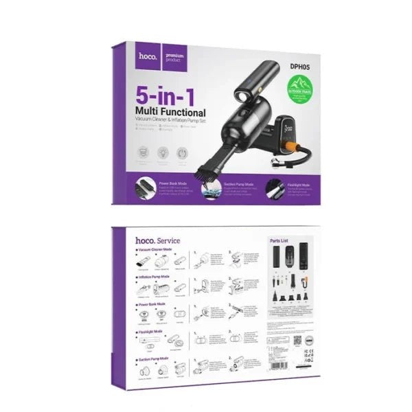 HOCO DPH05 Cool 5-in-1 Multifunctional Vacuum Cleaner & Air Pump