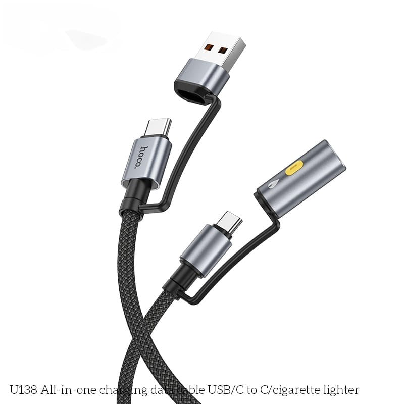 HOCO U138 All-in-One USB-C to C Charging Cable with Cigarette Lighter
