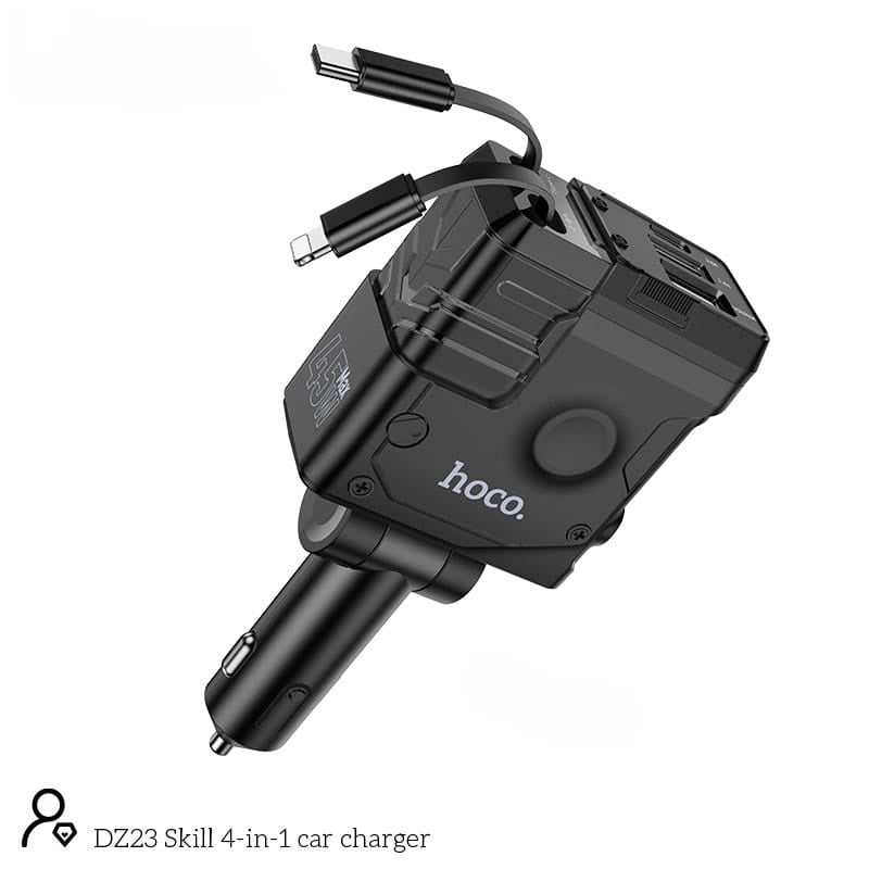 HOCO DZ23 Skill 4-in-1 Retractable Car Charger