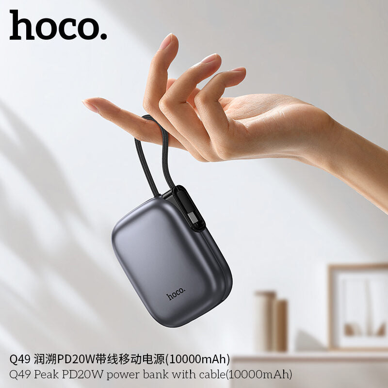 HOCO Q49 PD20W 10000mAh Power Bank with Built-In Cable