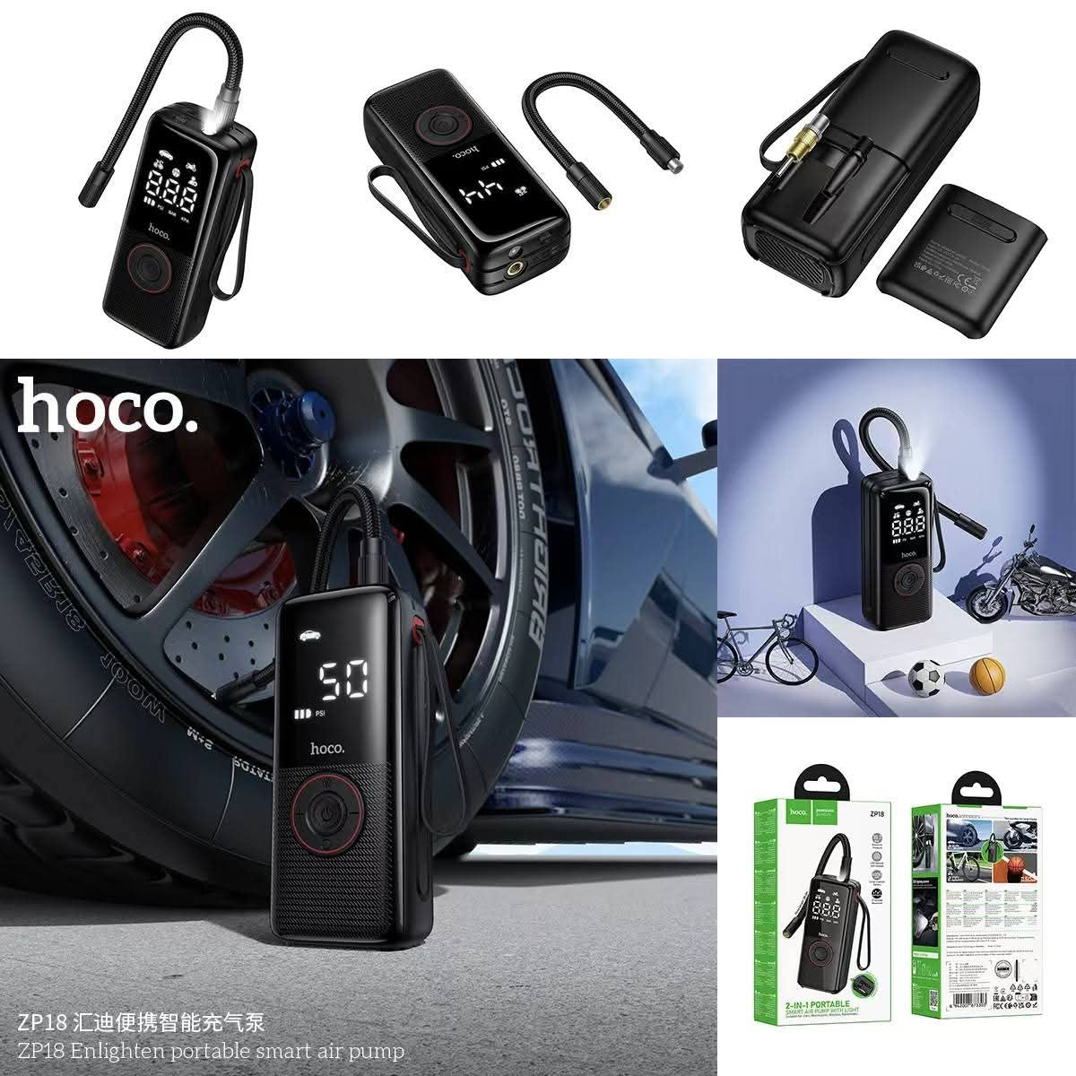 HOCO ZP18 Enlighten Portable Smart Air Pump