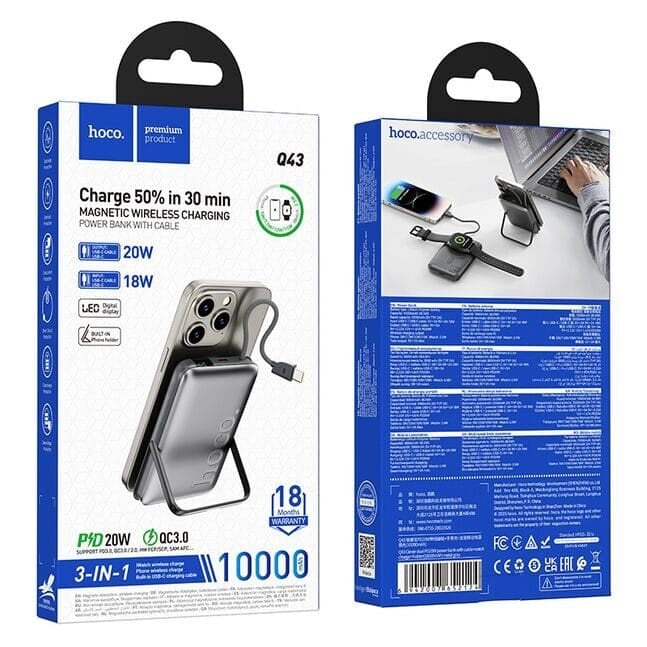 HOCO Q43 Dual PD20W Power Bank with Apple Watch Charger