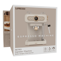 LePresso Retro Espresso Machine with Boiler Gauge & Milk Steamer