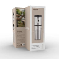 LePresso Portable Mug Burr Grinder Coffee Maker -Silver