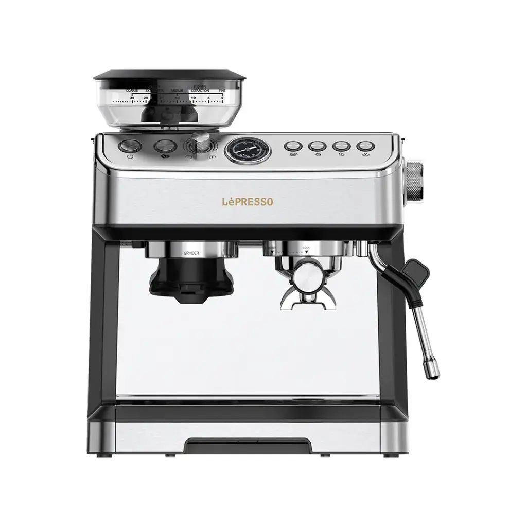 LePresso Espresso Machine with Conical Grinder & Steamer