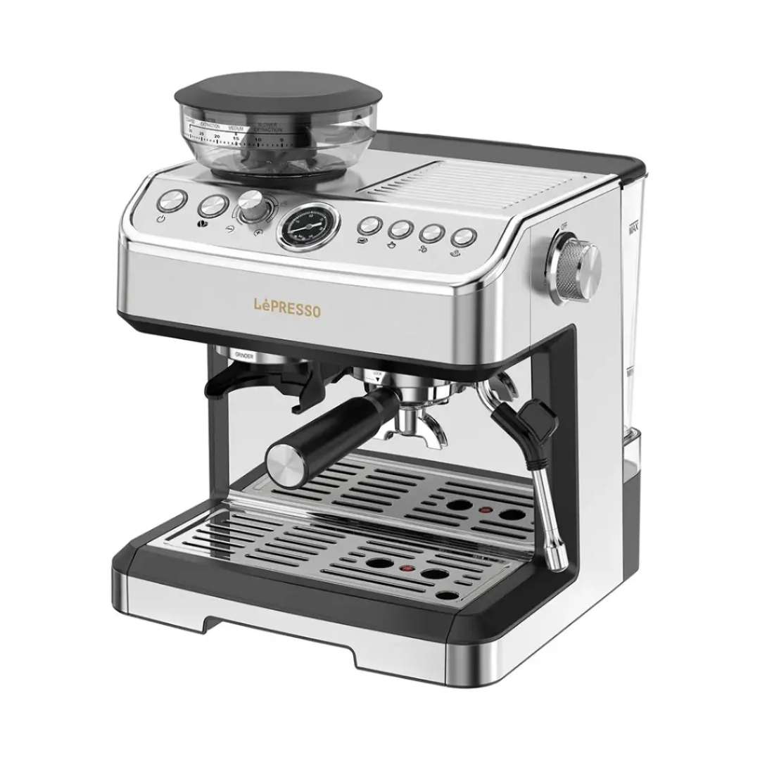 LePresso Espresso Machine with Conical Grinder & Steamer