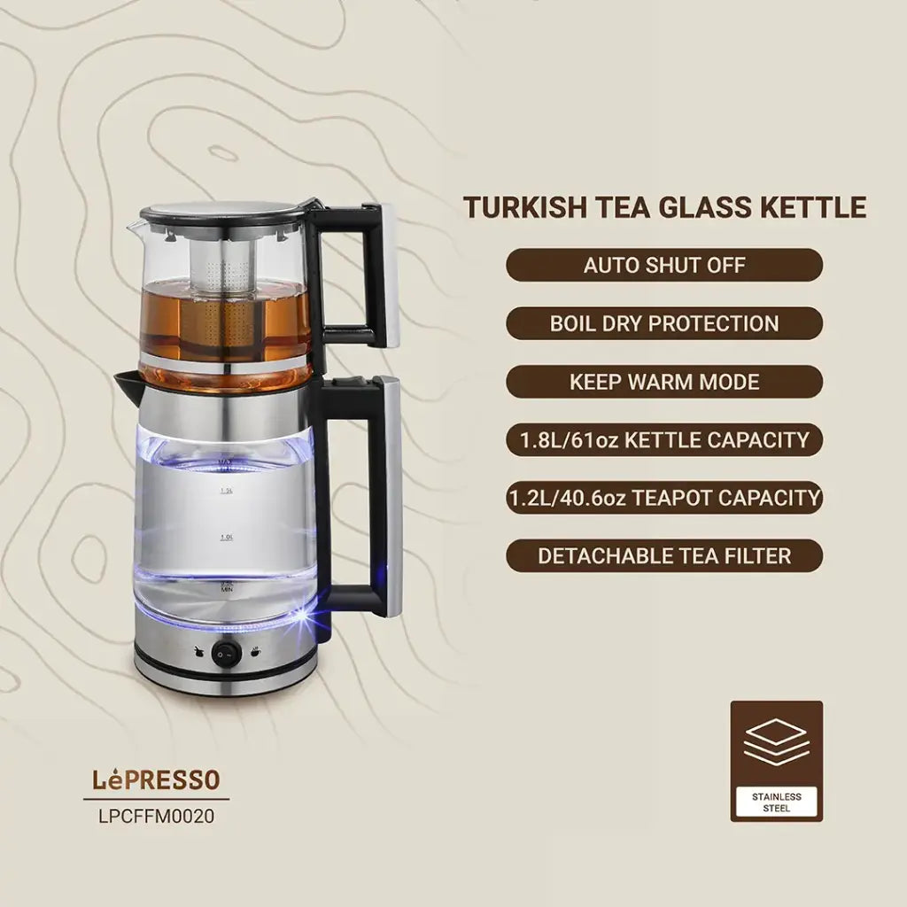 LePresso Thermobrew Turkish Tea Glass Kettle LP020