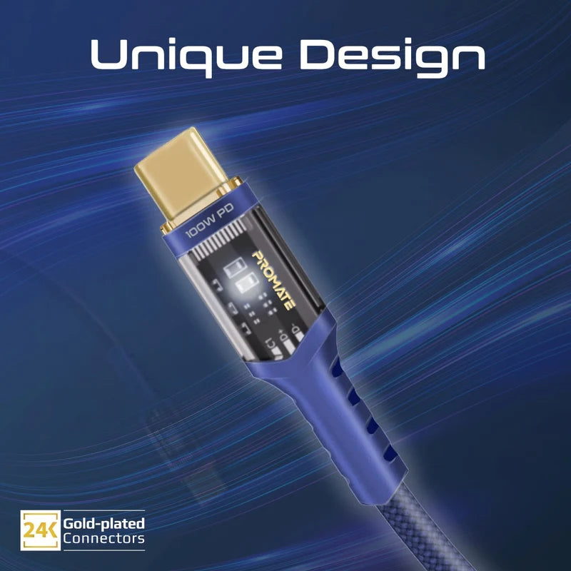 Promate LucidLine CC120 100W Transparent Cable