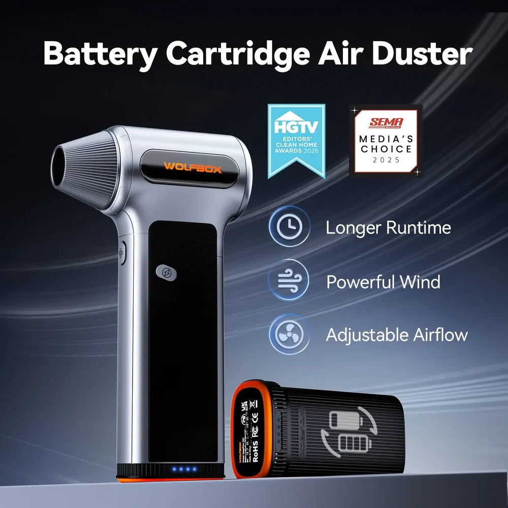 WOLFBOX MF200 Electric Air Duster with Removable Battery – 110,000 RPM