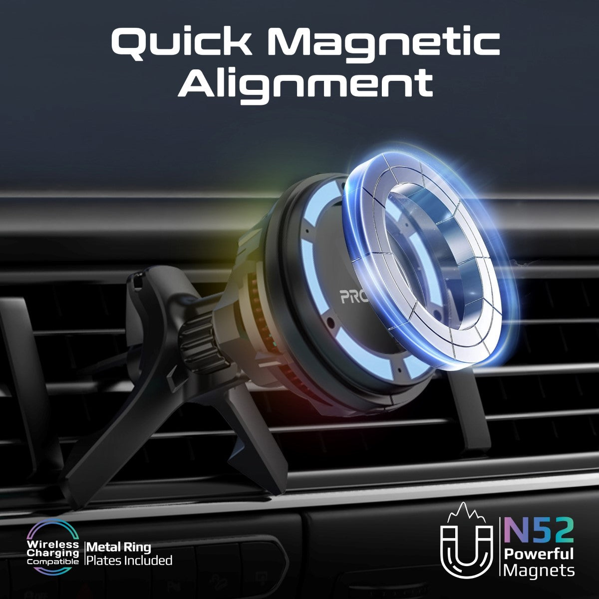 Promate MagChill-GA 15W Qi2 Cradleless Wireless Charger Mount