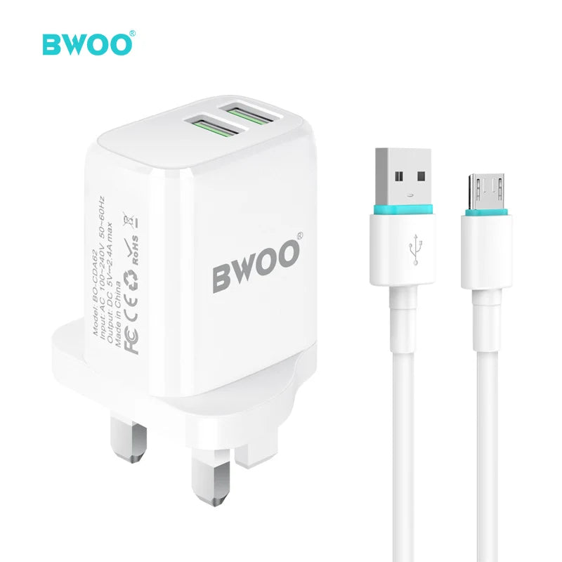 BWOO CDA62 12W Dual USB Wall Charging Kit