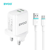 BWOO CDA62 12W Dual USB Wall Charging Kit