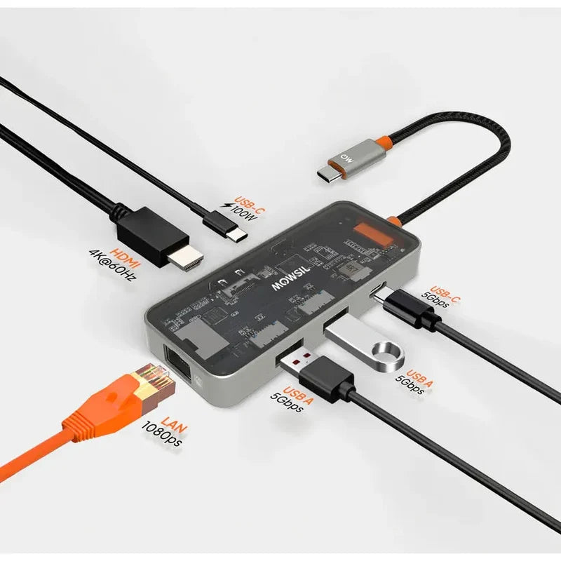 Mowsil MOCHB6 6-In-1 USB-C Hub Docking Station