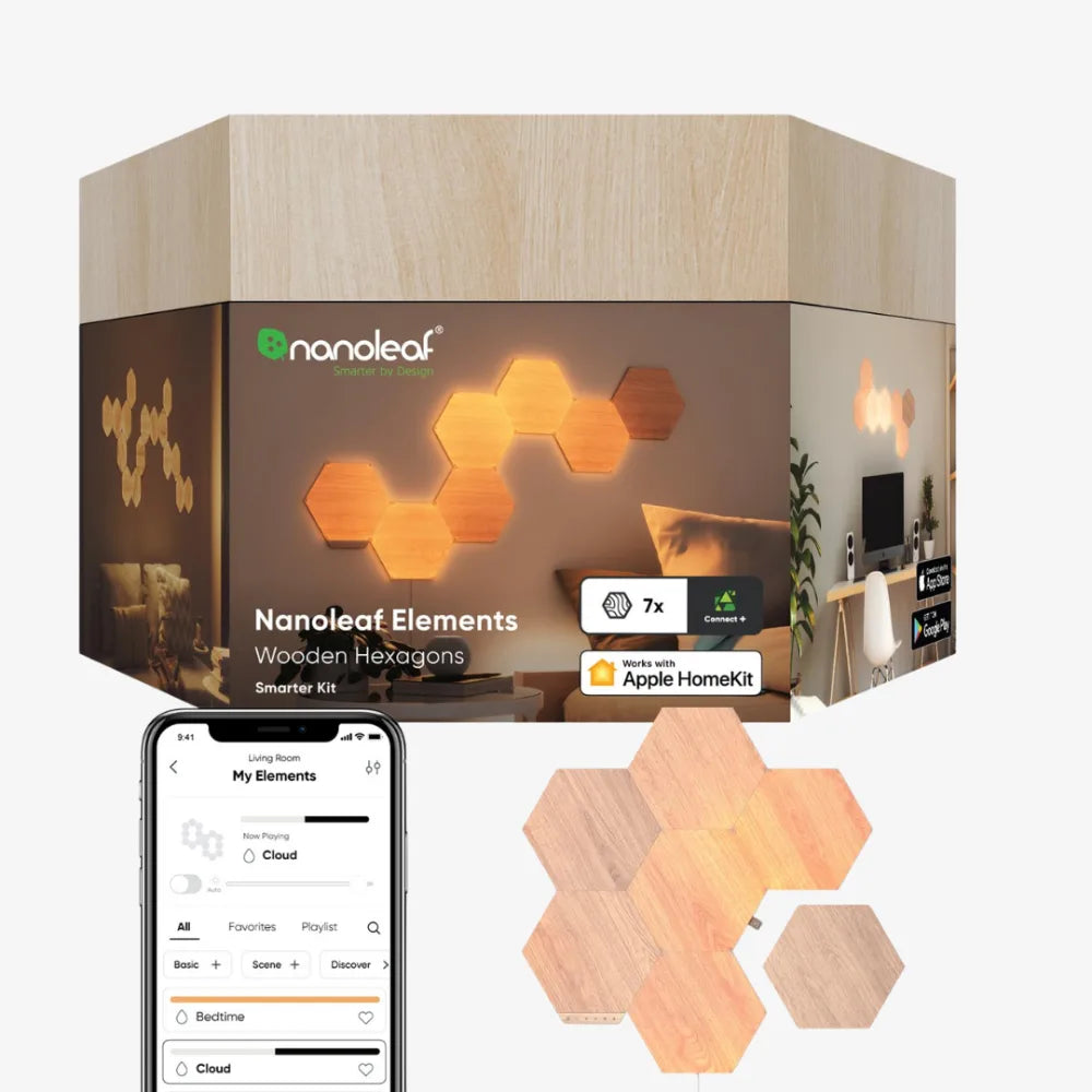 Nanoleaf Elements Hexagons Starter Kit – Birchwood – 7 Pack
