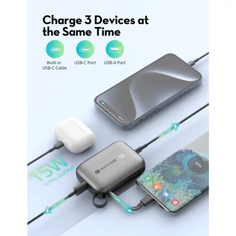 RAVPower 3-Port Power Bank - 10000mAh