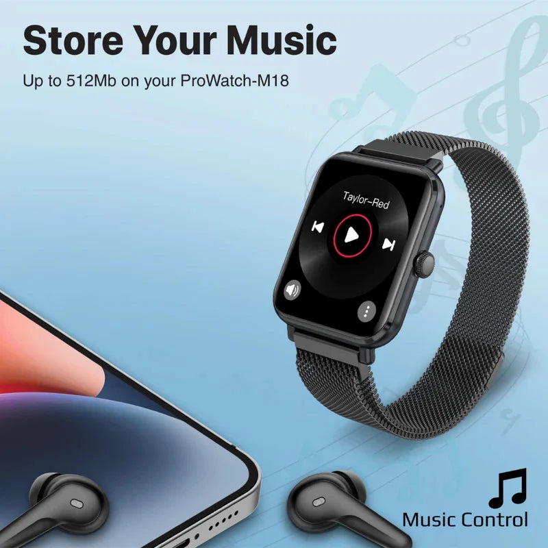 Promate ProWatch-M18 1.78" AMOLED Fitness Tracker Smartwatch