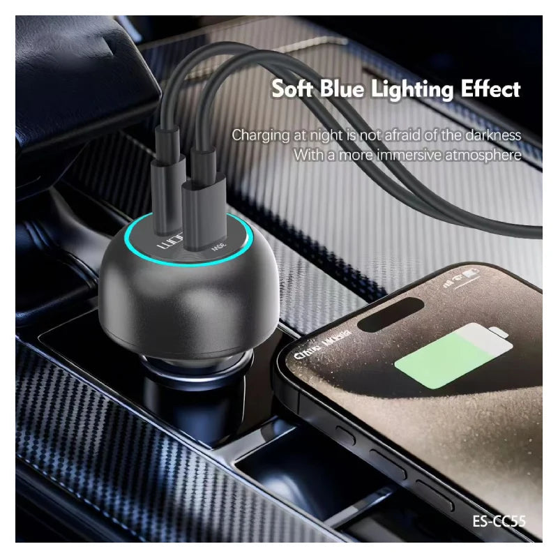 Earldom ES-CC55 75W Car Charger with Retractable Cable
