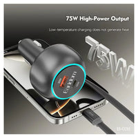 Earldom ES-CC55 75W Car Charger with Retractable Cable