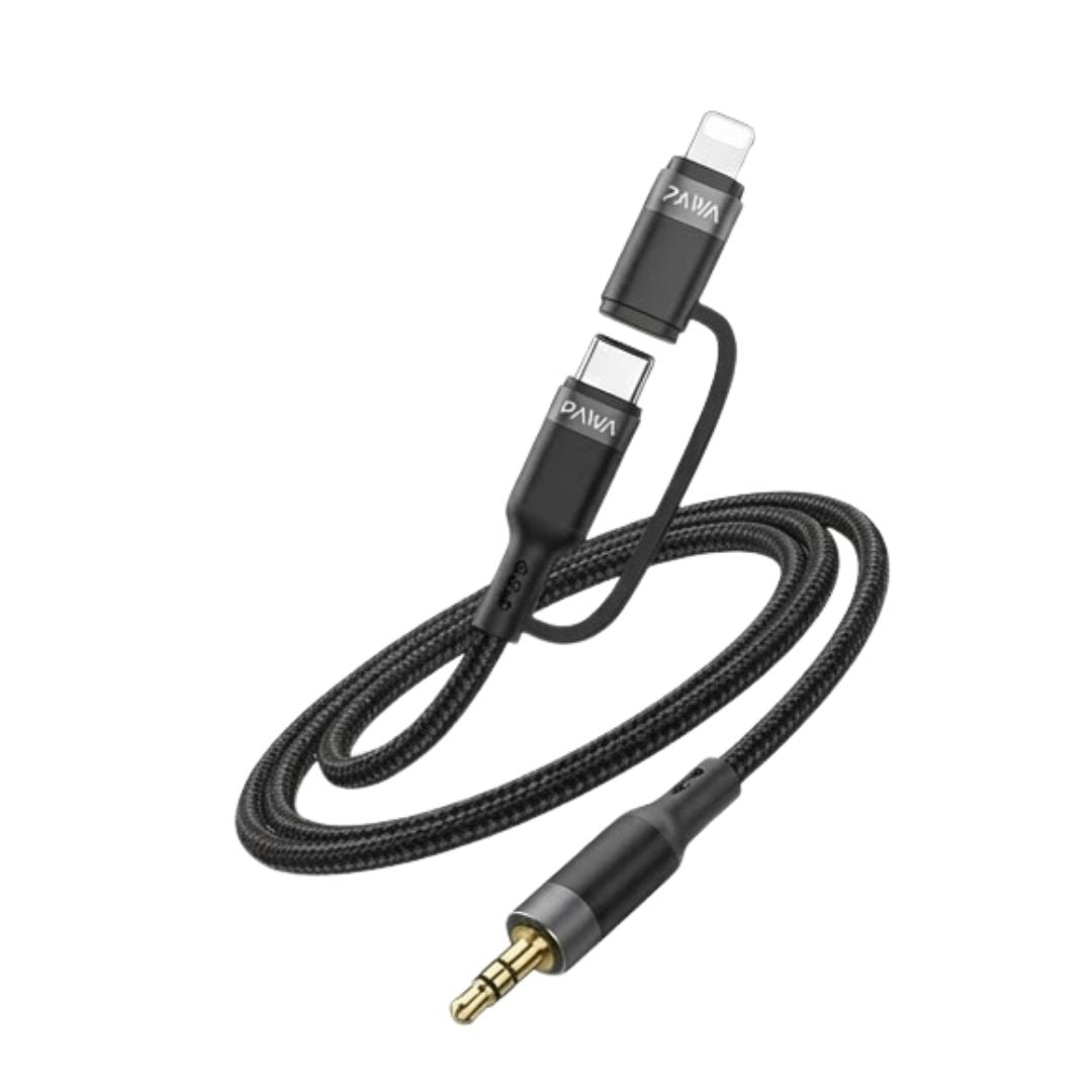 Pawa 2-in-1 AUX Braided Cable USB-C + Lightning to 3.5mm