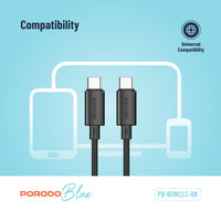 Porodo Blue USB-C to USB-C Fast Charge Cable 1.2m