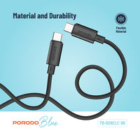 Porodo Blue USB-C to USB-C Fast Charge Cable 1.2m