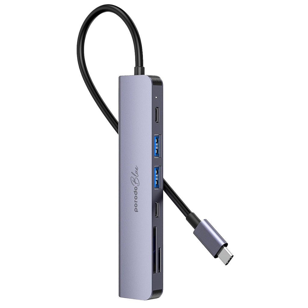 Porodo Blue 7-Port USB-C Hub with 4K HDMI