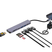 Porodo Blue 7-Port USB-C Hub with 4K HDMI