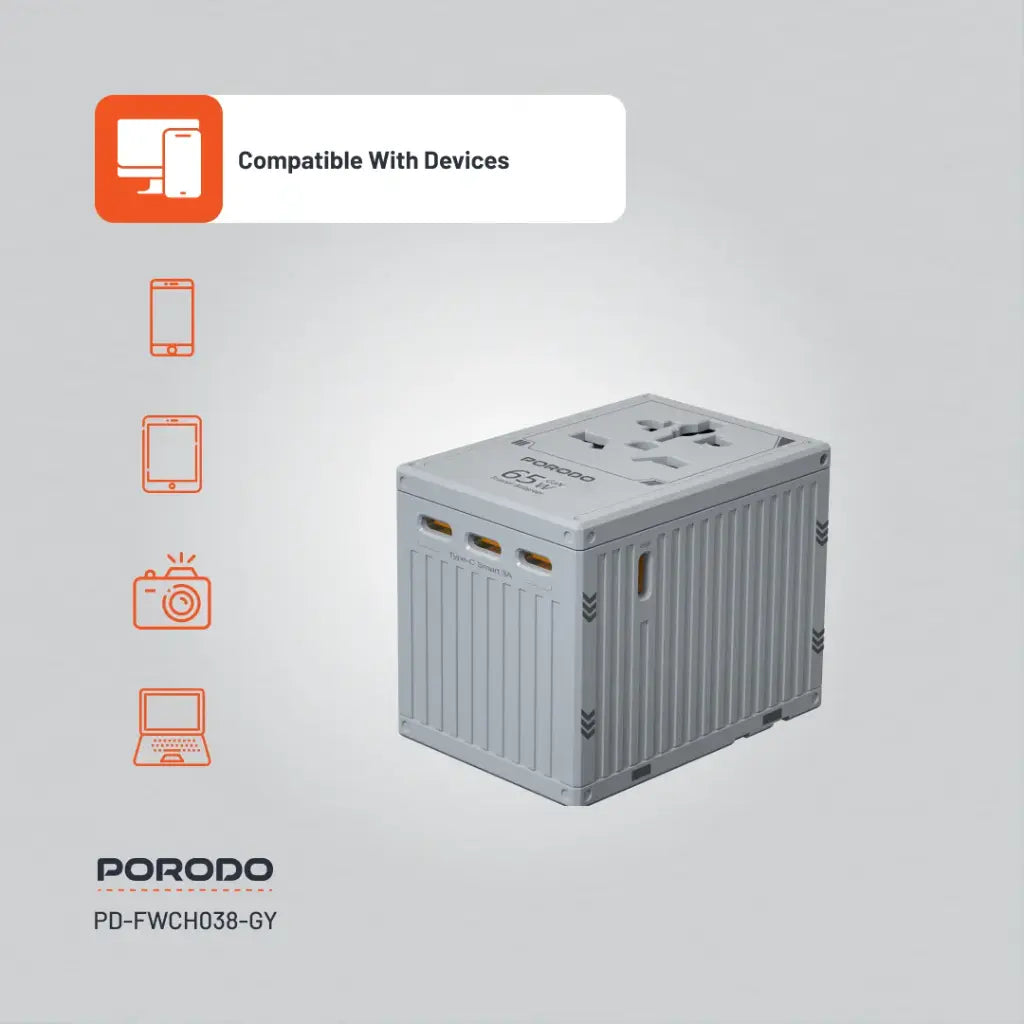 Porodo 5-Port GaN Universal Travel Charger