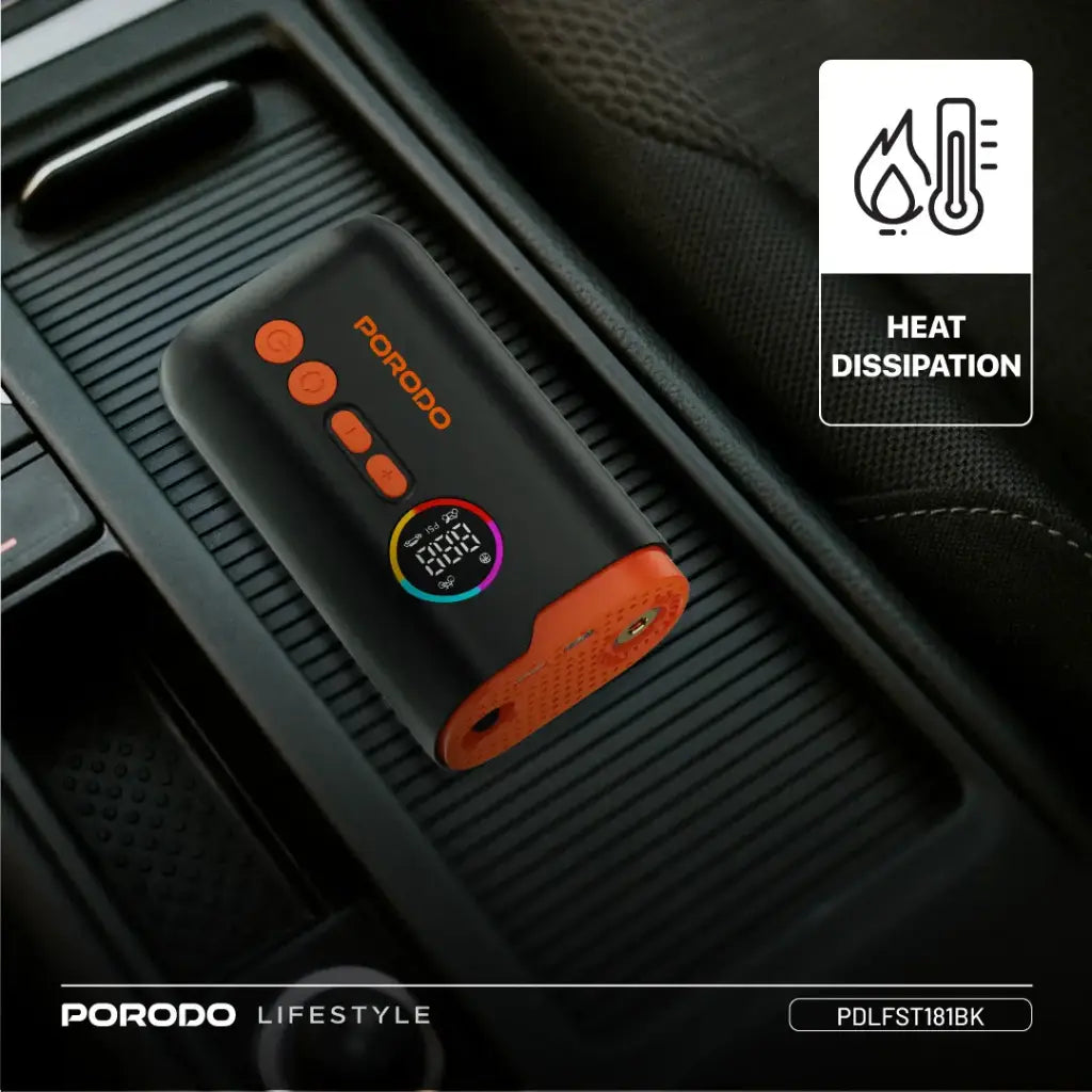 Porodo Lifestyle 55W Portable Tire Inflator 150 PSI