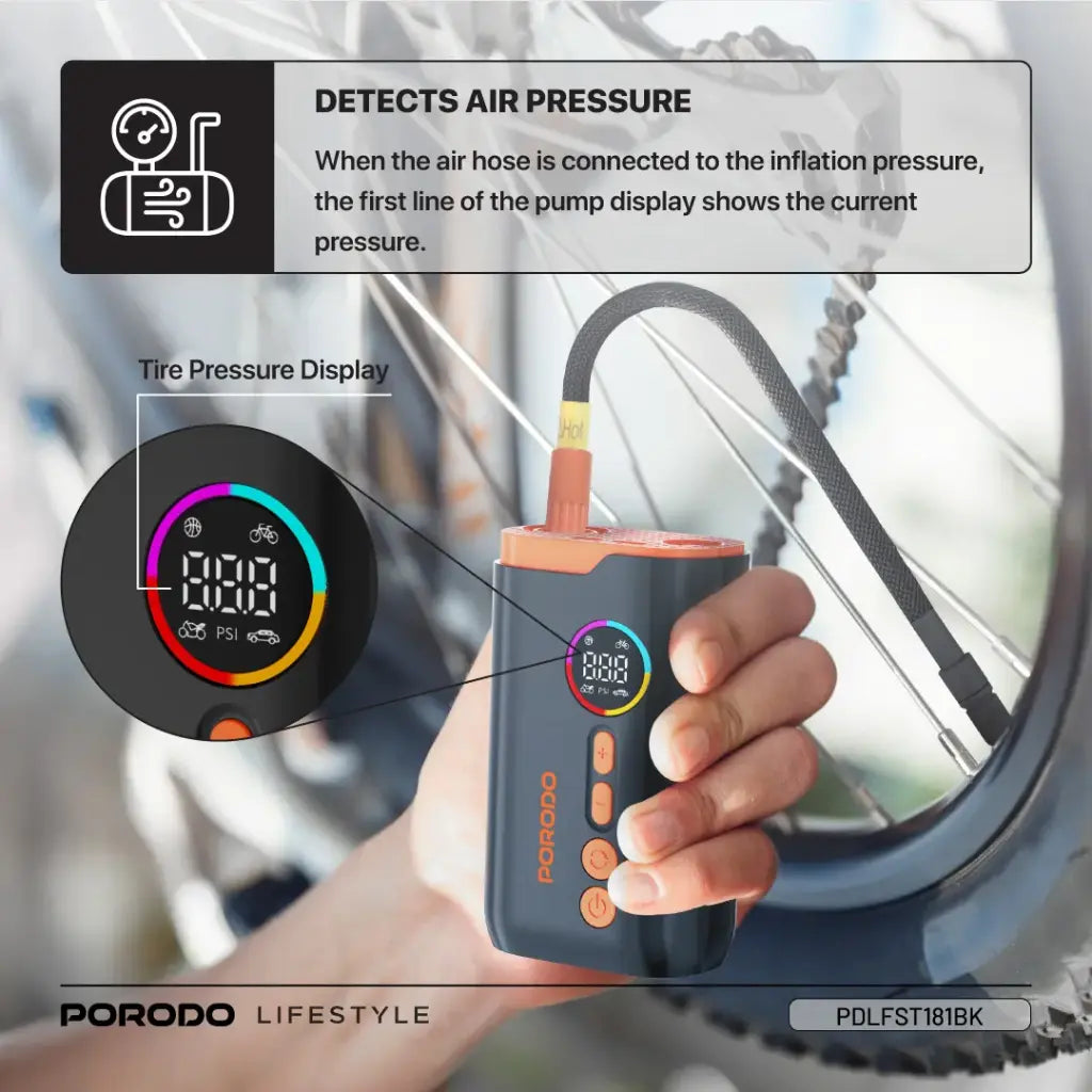 Porodo Lifestyle 55W Portable Tire Inflator 150 PSI