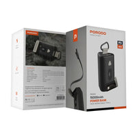 Porodo 15000mAh Power Bank with Retractable USB-C Cable