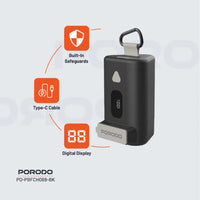 Porodo 15000mAh Power Bank with Retractable USB-C Cable