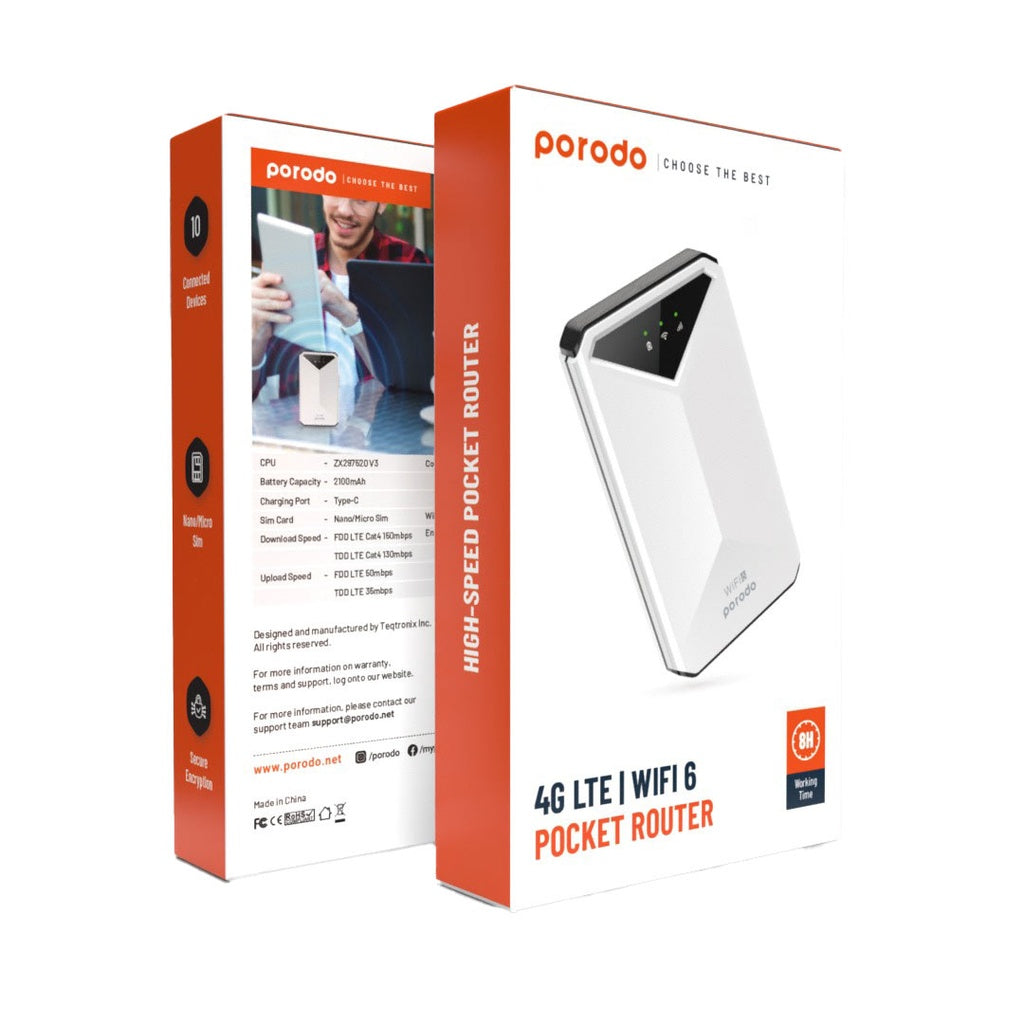 Porodo 4G LTE & Wifi 6 Pocket Router