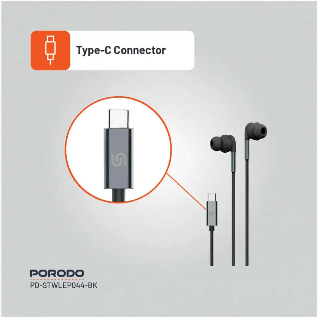 Porodo Stereo Earphones Type C Connector