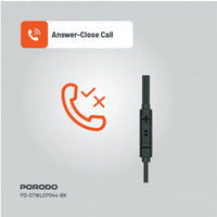 Porodo Stereo Earphones Type C Connector with 14 mm speakers
