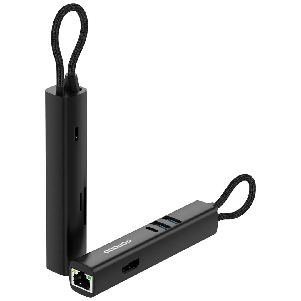 Porodo 8-In-1 Multi-Port USB Hub with 5Gbps Transfer Speed