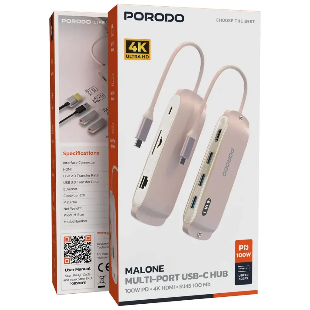 Porodo Malone Multi-Port USB-C Hub