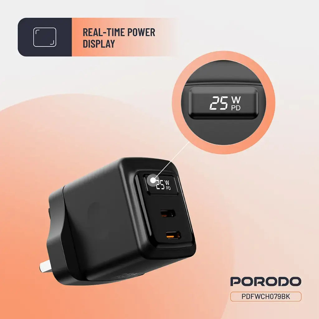 Porodo GaN 25W Dual USB-C Wall Charger