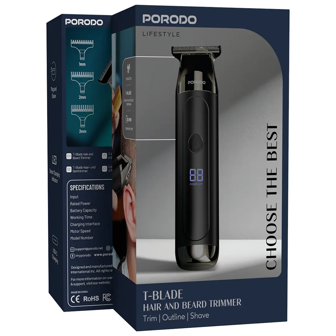 Porodo Lifestyle T-Blade Hair And Beard Trimmer