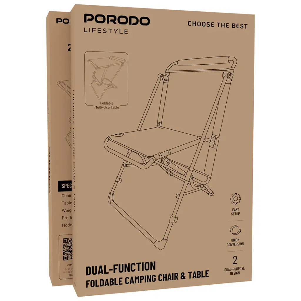 Porodo Lifestyle Foldable Camping Chair & Table