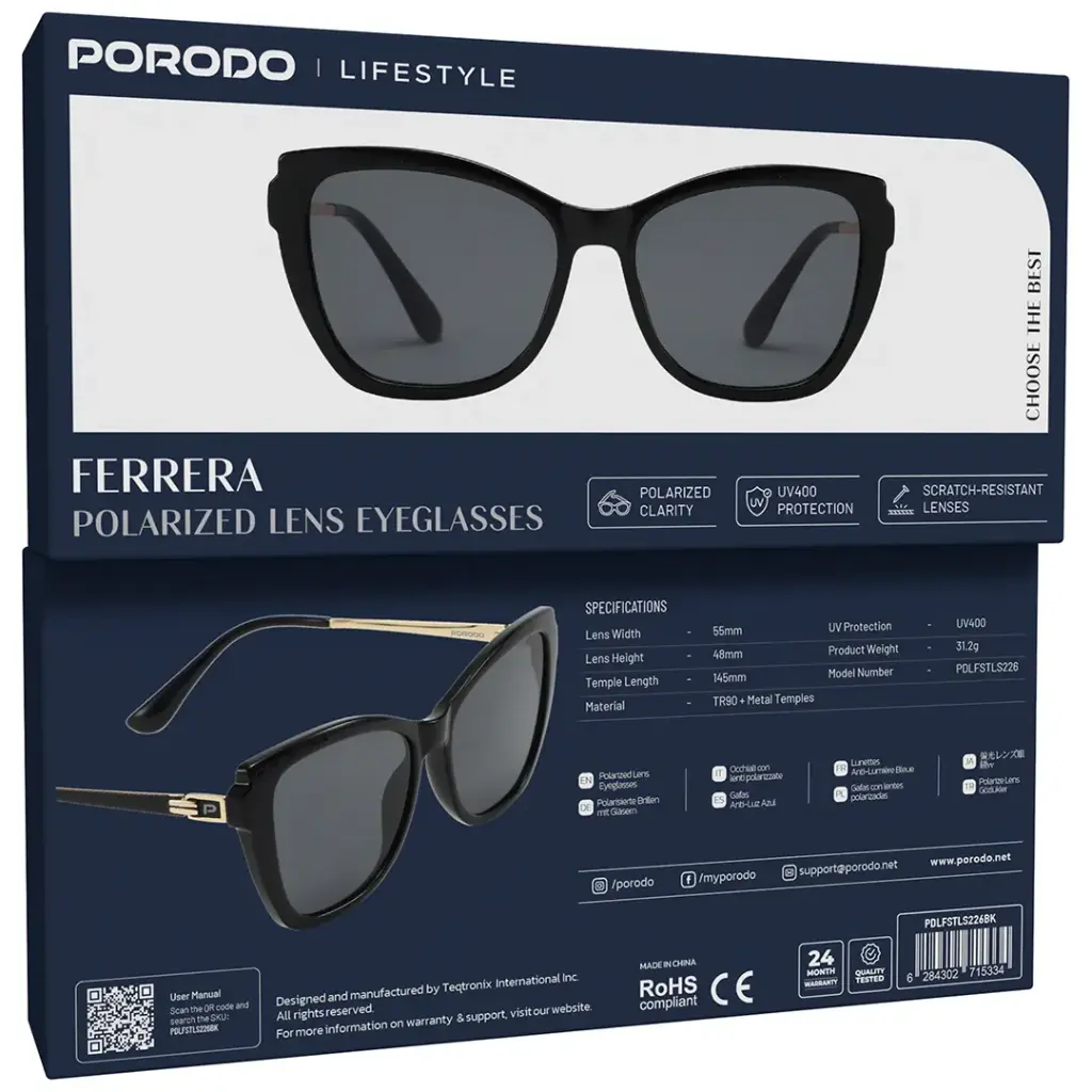 Porodo Lifestyle Ferrera Polarized Sunglasses with UV400 Protection