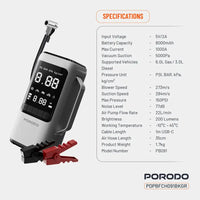Porodo 6-in-1 Jump Starter & Power Tool