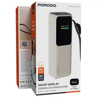 Porodo 20000mAh Power Bank with Built-In USB-C Cable